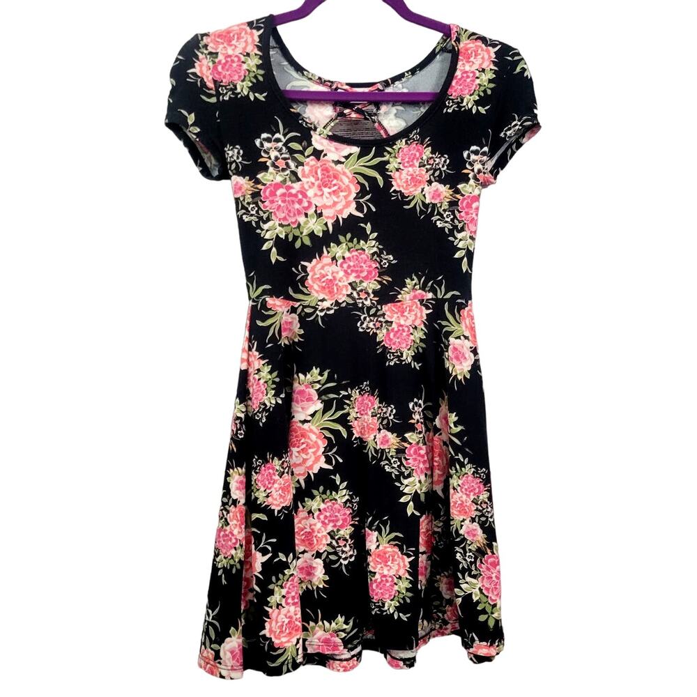 No Boundaries Junior Girl's Floral Criss Cross Cutout Dress
